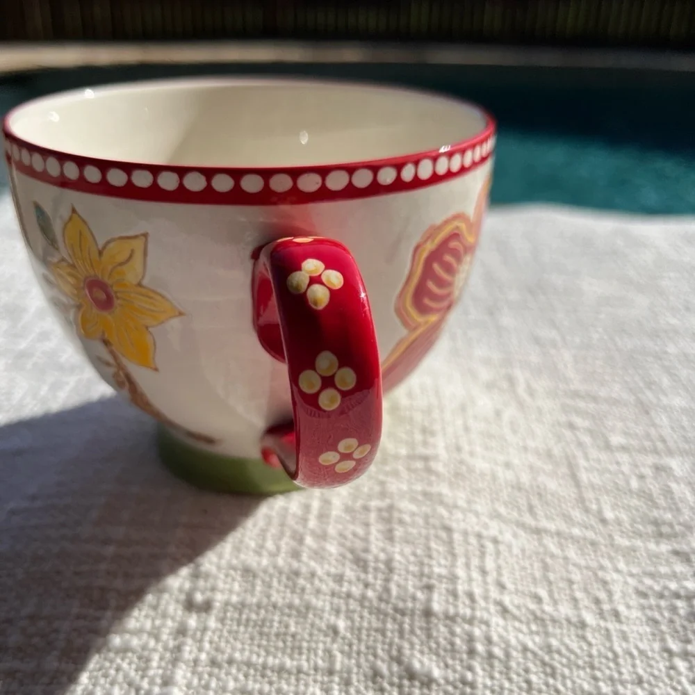 Coastline Imports Dutch Wax  Anthropolagie  Multi Colored Floral Mug 16oz‎